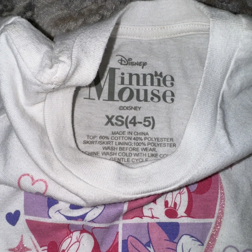 Disney Minnie Mouse Girls Printed Short Sleeve Pink Tulle Tutu Dress Size XS 4/5